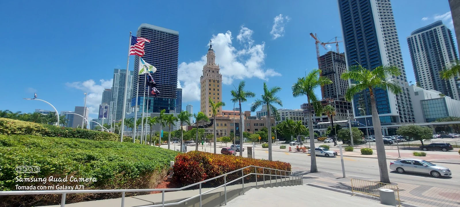 Miami Florida beach and city travel view
